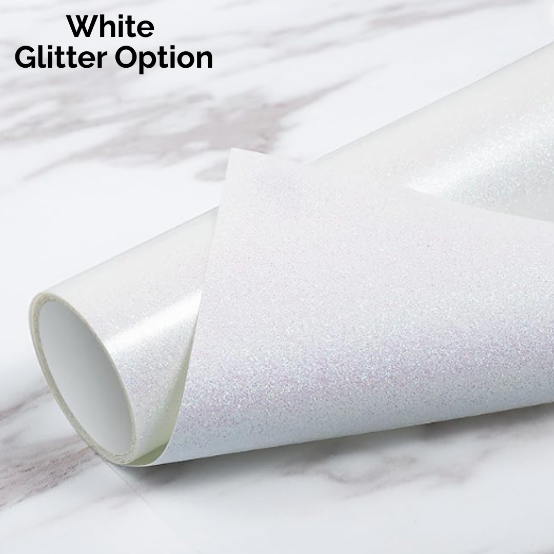 One Color in Glitter Vinyl (White)